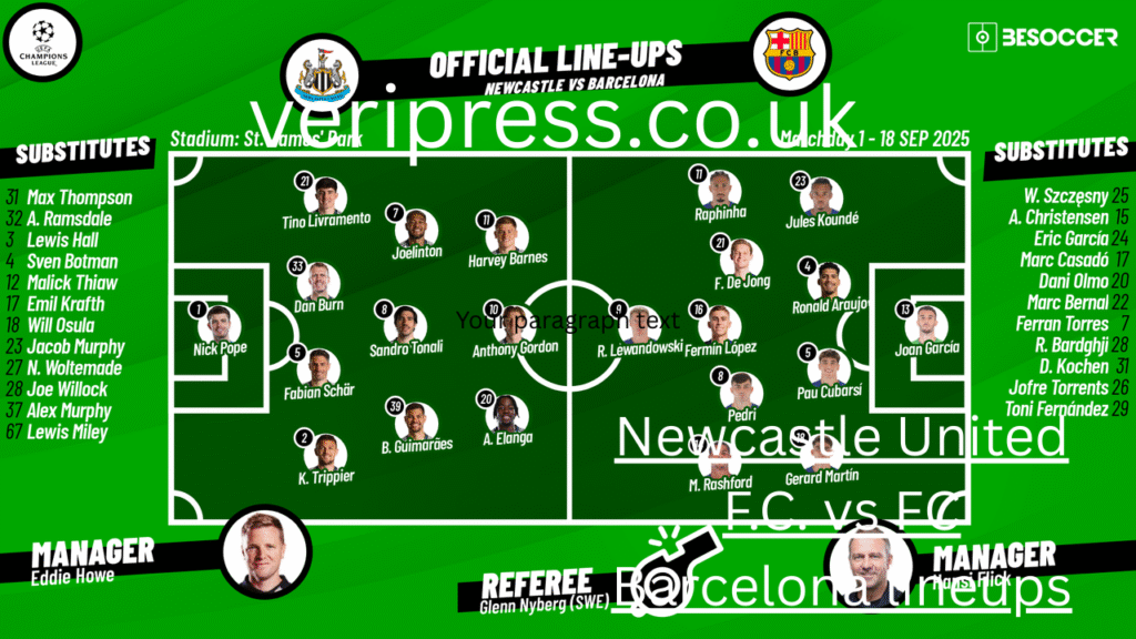 Newcastle United F.C. vs FC Barcelona lineups