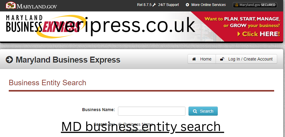 MD business entity search 